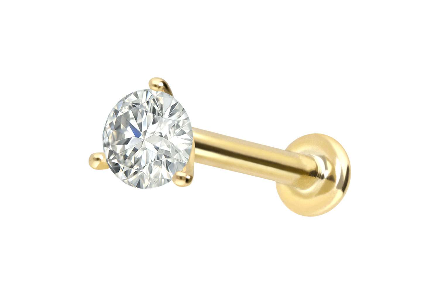 18 Karat Gold Labret Piercing mit Innengewinde DIAMANT